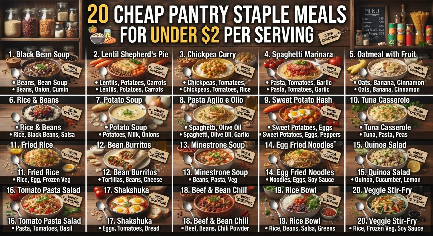 20 Cheap Pantry Staple Meals for Under $2 Per Serving
