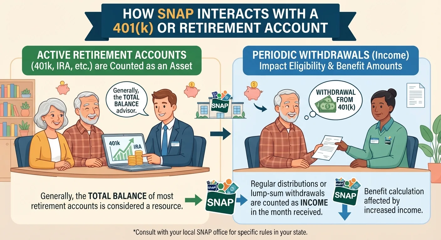 How SNAP Interacts With a 401(k) or Retirement Account