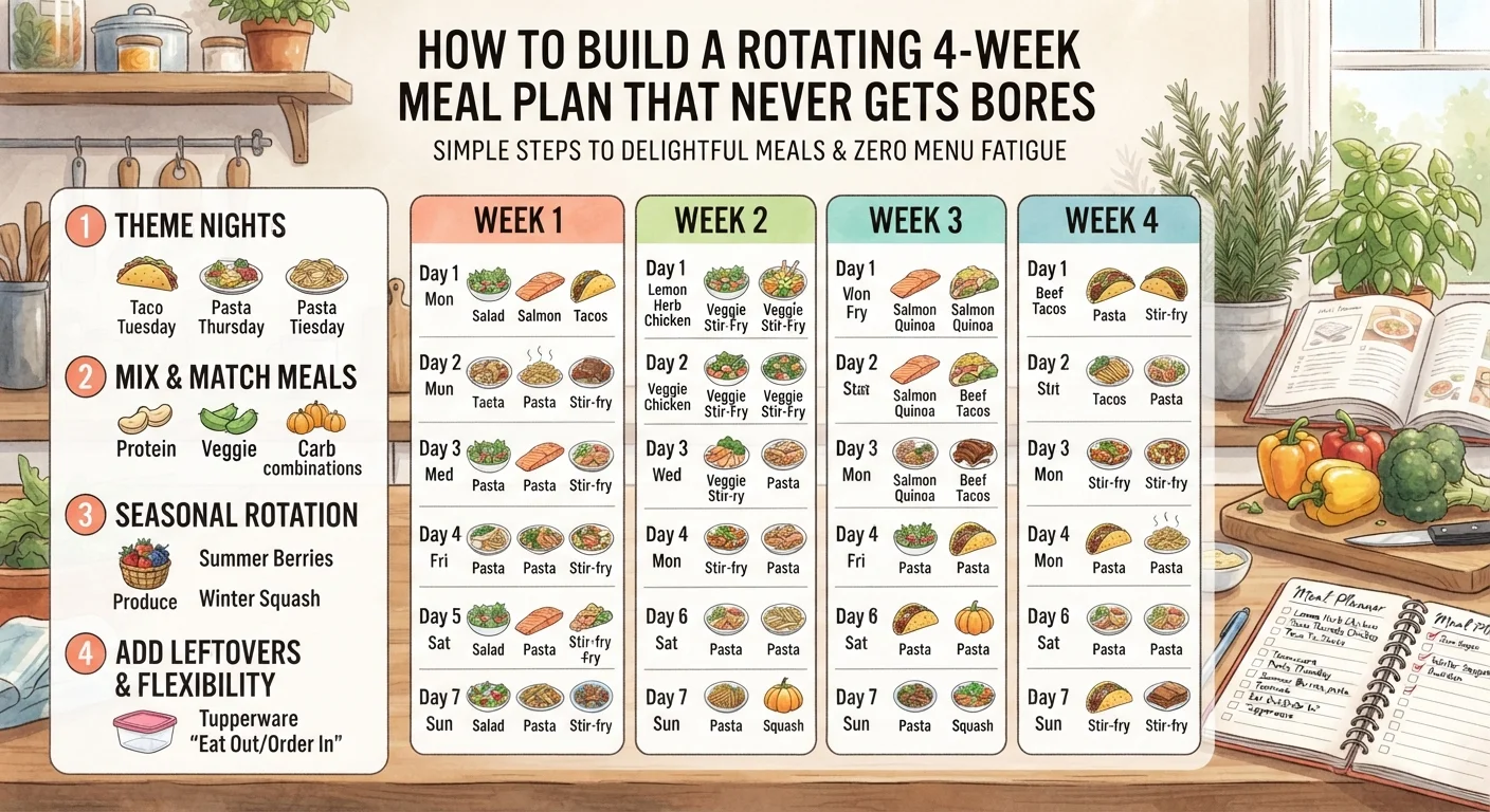 How to Build a Rotating 4-Week Meal Plan That Never Gets Boring