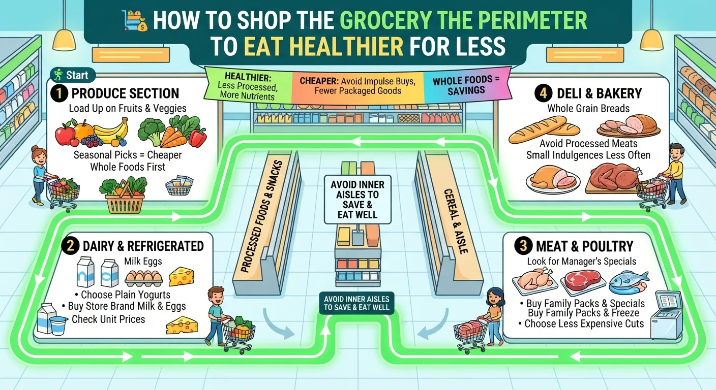 How to Shop the Grocery Store Perimeter to Eat Healthier for Less