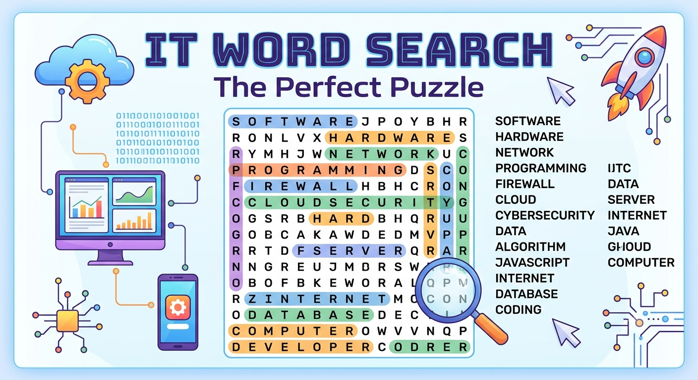 IT Word Search: The Perfect Puzzle for Tech Learners, Computer Science Students, and Digital Enthusiasts